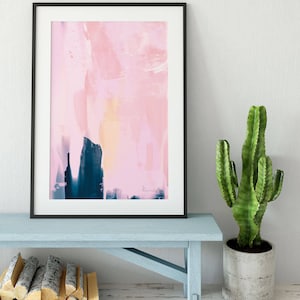 Set of 2 Prints, Abstract Art Prints, Large Wall Art, Printable Abstract Art, Navy Blue and Pink, instant download Art, Minimal Art A1 Print image 3