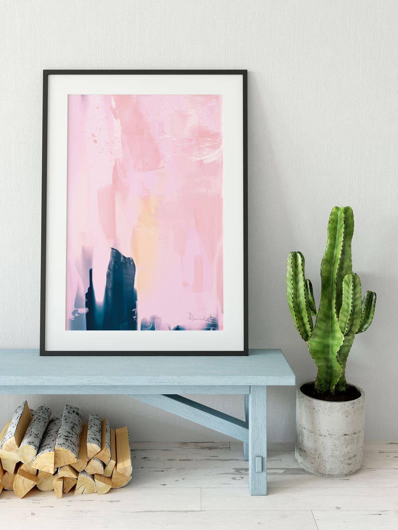 Set of 2 Prints, Abstract Art Prints, Large Wall Art, Printable Abstract Art, Navy Blue and Pink, instant download Art, Minimal Art A1 Print image 3