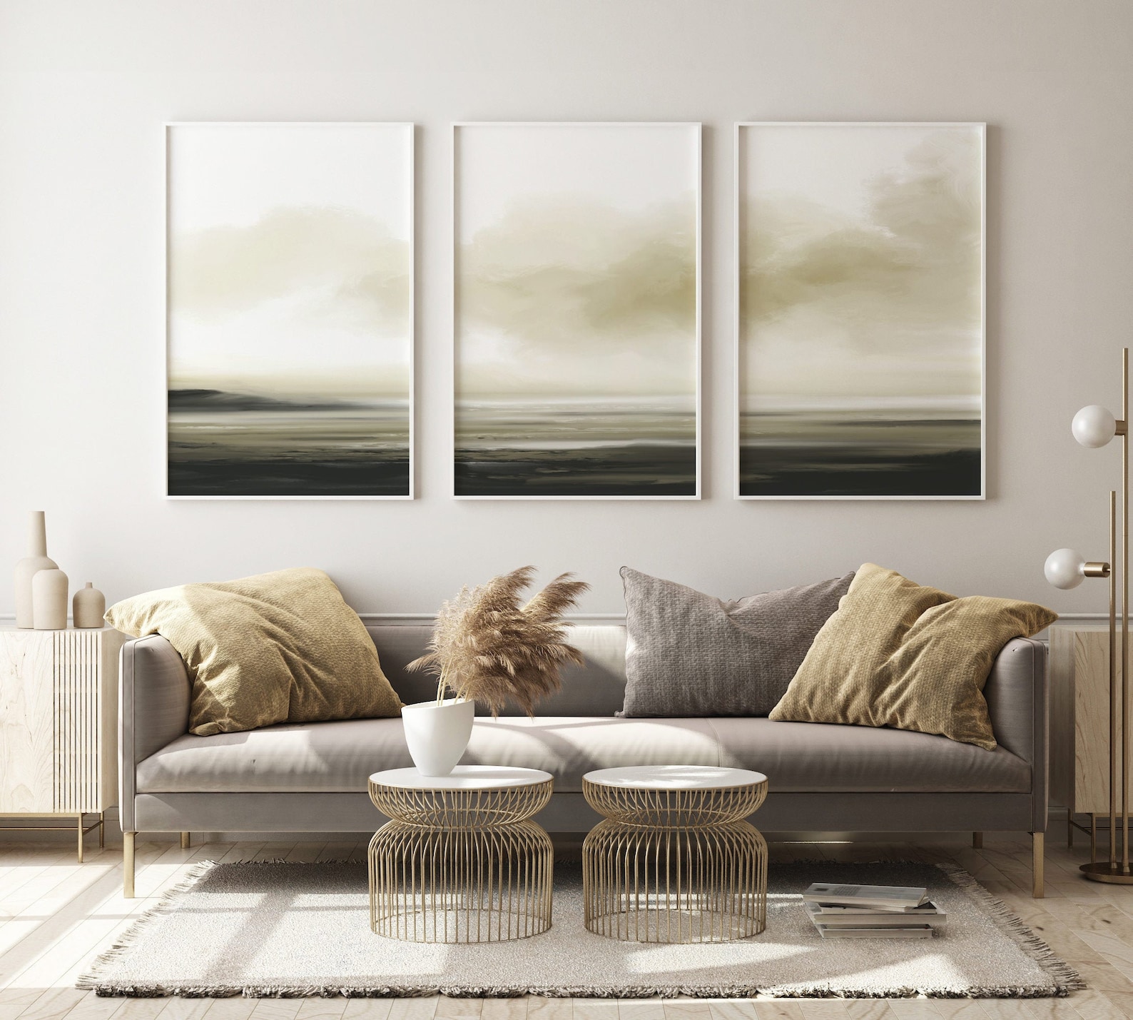 Set of 3 Prints Landscape Art Set 3 Abstract Prints Olive Etsy