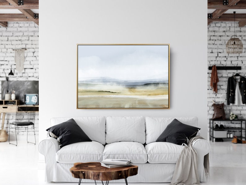 Landscape Painting, Dan Hobday Art, Yellow and Gray wall art, Yellow Wall Art, Large Landscape, Large Wall Art, Beige wall art, Yellowstone imagem 4