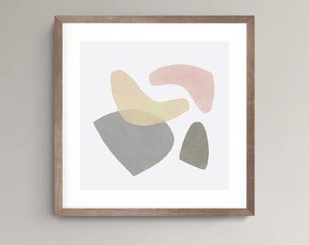 Minimalist Abstract Art Print: Pink & Gray Wall Decor (20x20 inches) (Digital Download)