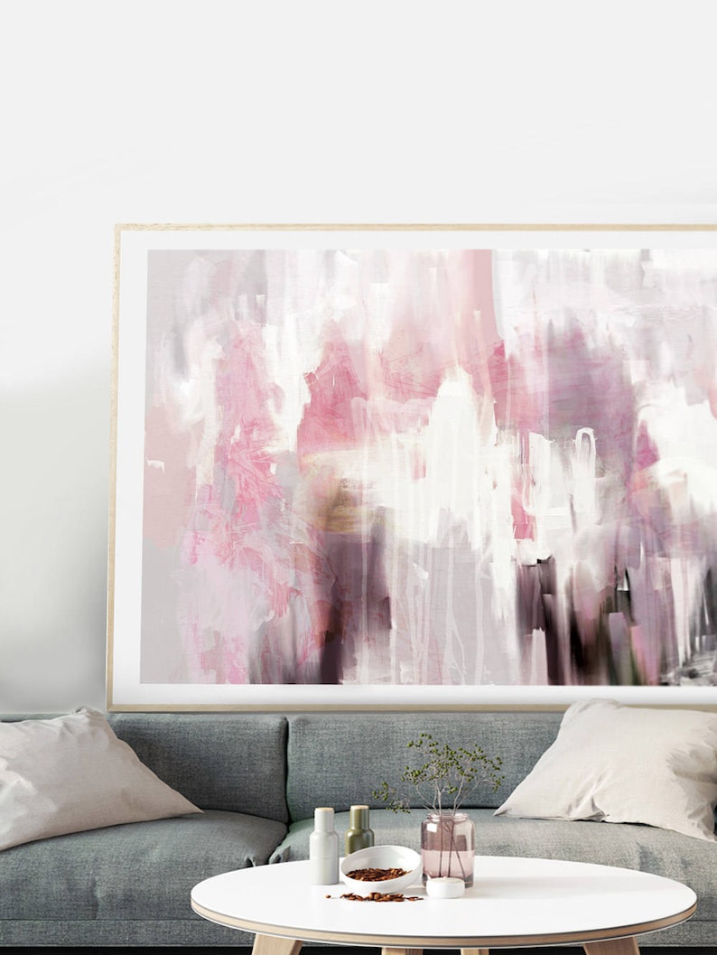 Printable Abstract Art Pink and Grey Decor Instant Download Etsy