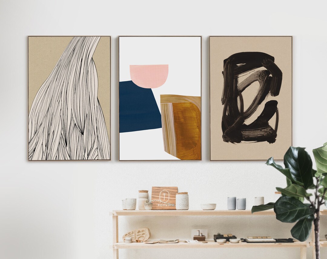 Abstract Art Print Set, Set of 3 Prints, Abstract Painting, Printable ...