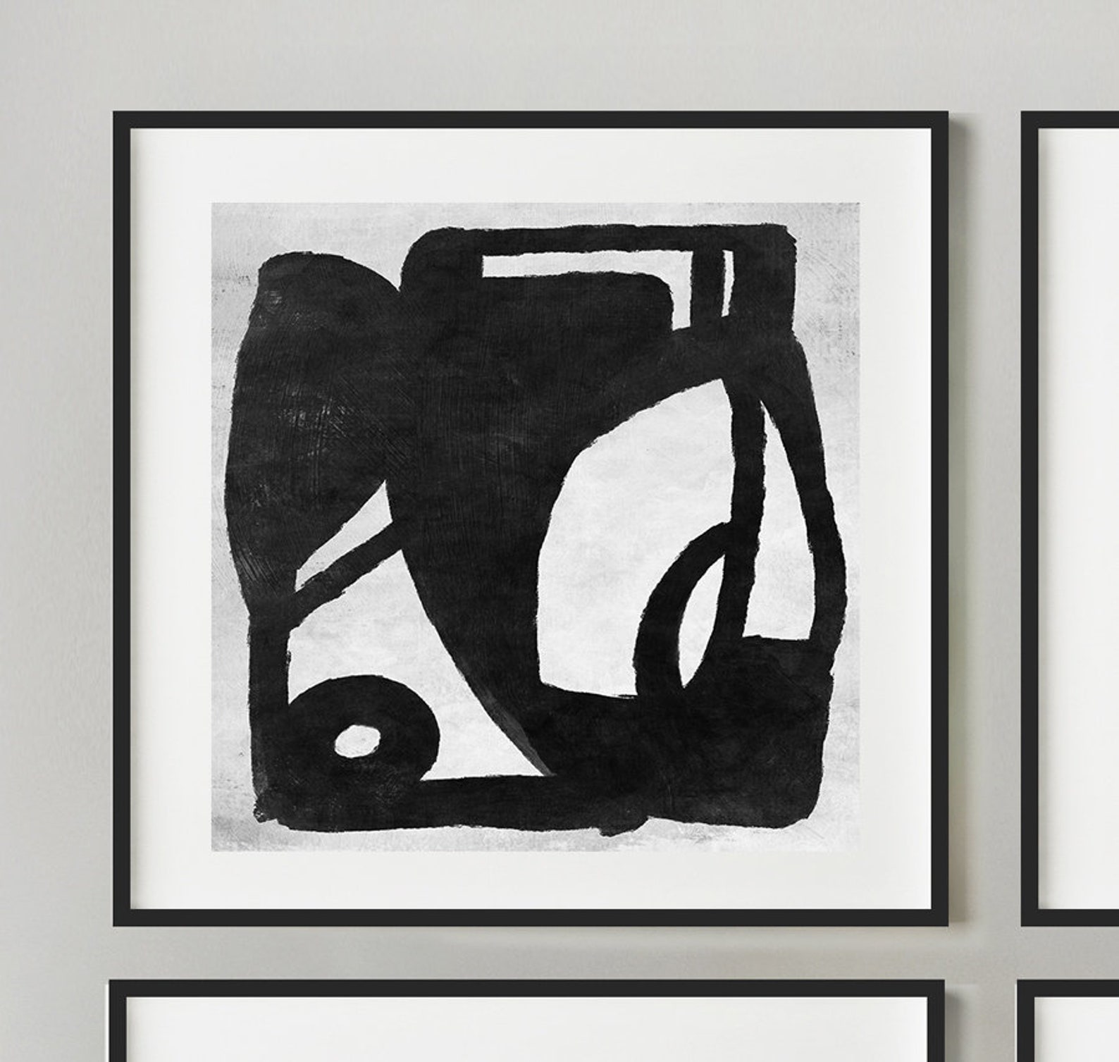Abstract Art Print Set Set of 4 Black and White Art | Etsy