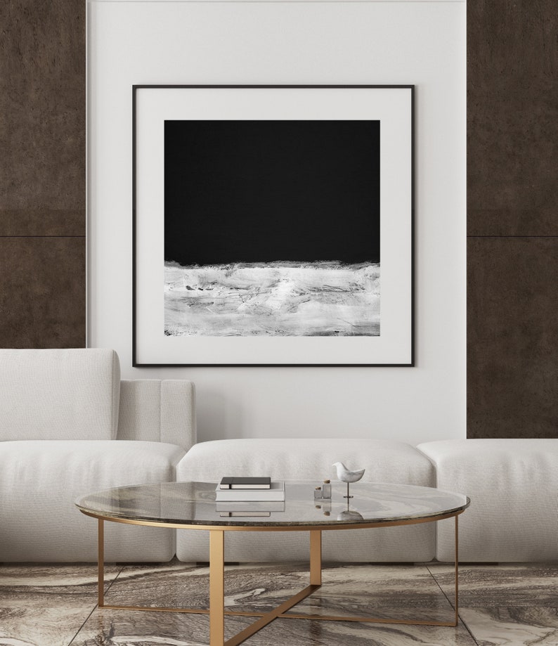 Large Abstract Minimalistic Painting Black and White Wall - Etsy