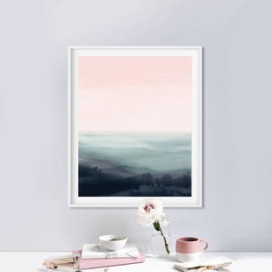 Abstract Landscape Painting, Instant Download Art, Abstract Painting, Pink and Green Art, Dan Hobday, 16x20 Print Bedroom Art, Landscape art image 1