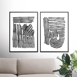 Set of 2 Prints, Abstract Art Prints, Large Wall Art, Printable Abstract Art, Black and White Wall Art, instant download Art, 16x20 prints