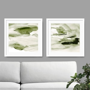 Green Abstract Art Print Set: Olive Paintings (Digital Download)