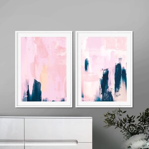 Set of 2 Prints, Abstract Art Prints, Large Wall Art, Printable Abstract Art, Navy Blue and Pink, instant download Art, Minimal Art A1 Print image 5