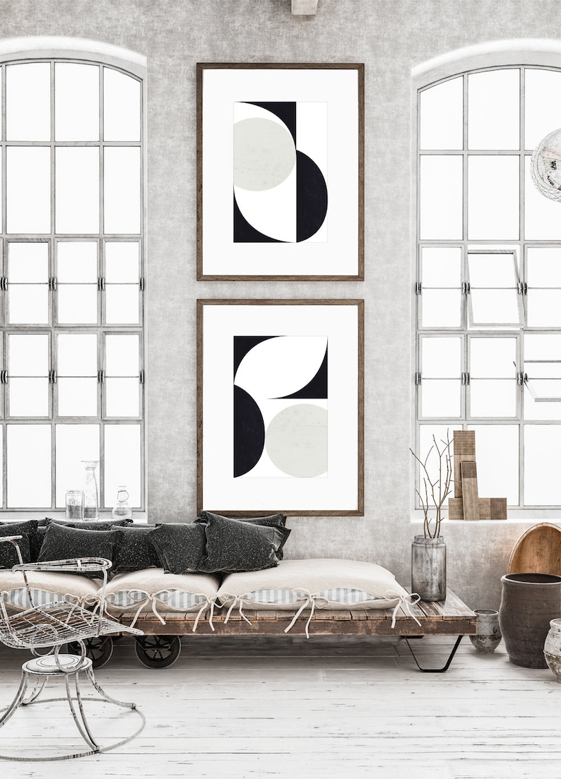 Abstract Art Print Set 2 Black & White Abstract Art Etsy