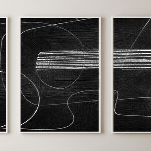 Abstract Art Print Set Set of 3 Prints Black and White Art - Etsy