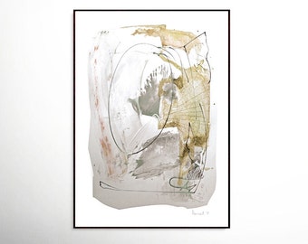 Gold and White Abstract Art Print: Large A1/A0 Painting (Digital Download)