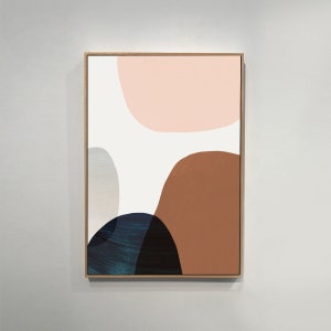 Large Abstract Painting: Peach & Navy Modern Art (Digital Download)