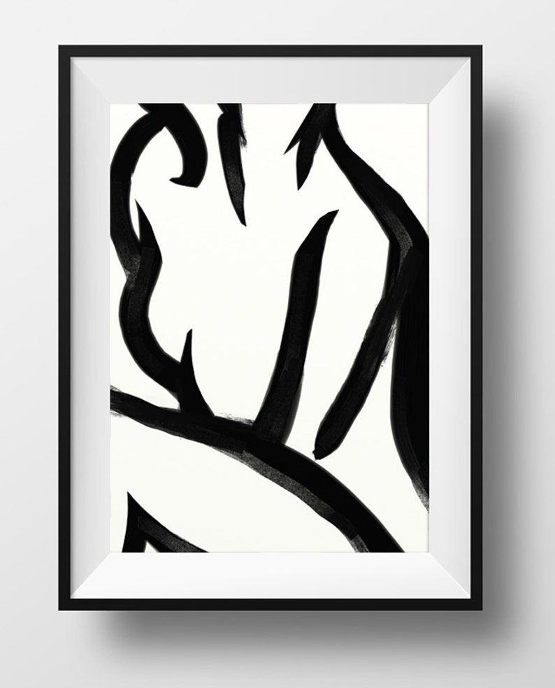 Abstract Painting. Minimal Art Black and White Printable Etsy UK