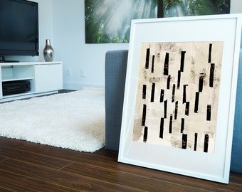 Minimal Lines Abstract Art Print: Modern Black & White Painting (Digital Download)