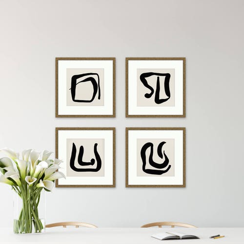 Black and White Abstract Art Set of 2 Prints Large Wall Etsy