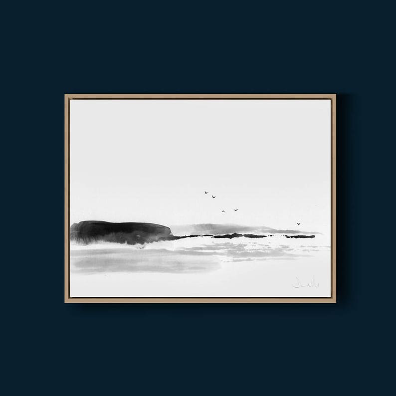 Beach Painting,Sea Rock Minimal Art, Printable Art Prints, Dan Hobday Art, digital download art, nature art, minimal wall art prints image 6