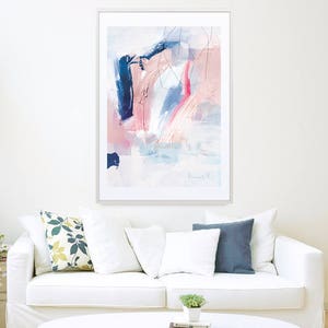 Printable Abstract Art, Navy Blue and Pink Art, Instant Download Art ...