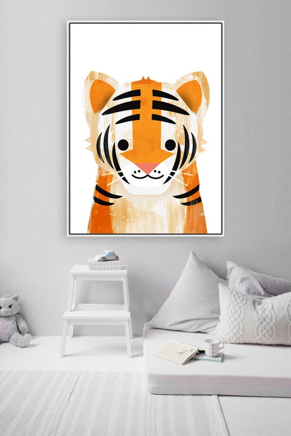 tiger line art safari (large scale) Fabric