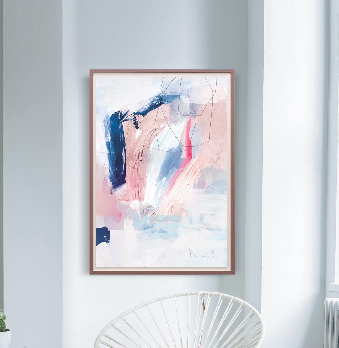 Printable Abstract Art Navy Blue and Pink Art Instant - Etsy UK