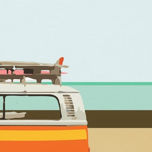 Set of 2 Prints, Campervan print, Beach Decor Print, Surf print, Campervan Gifts, Beach Art, Coastal Wall Art, Retro Van Print, Dan Hobday image 4