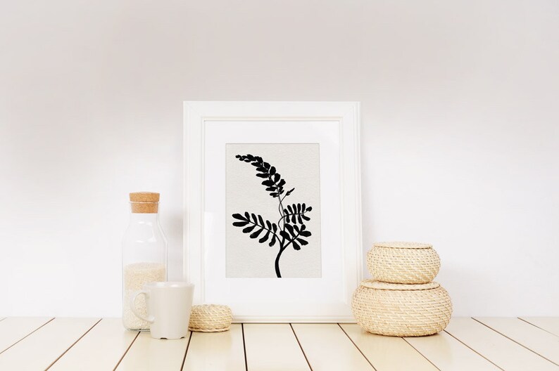 Floral Wall Art Print, Black and White Print, Printable Art, Botanical Wall Art, Flora Art, 16x20 Print, Botanical Prints, Boho art Prints image 3