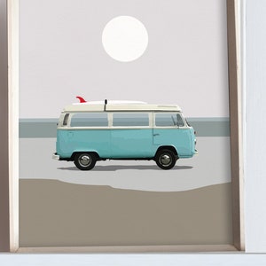 Set of 2 Prints, Campervan print, Beach Decor Print, Surf print, Campervan Gifts, Beach Art, Coastal Wall Art, Retro Van Print, Dan Hobday image 3