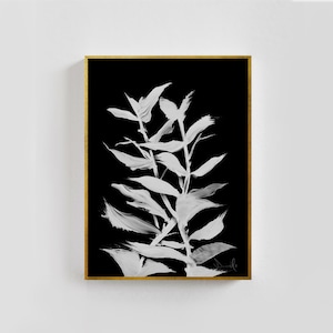 Floral Wall Art Print, Printable Art, Black and White Art, Botanical Wall Art, Leaf Print, Plant Print, Botanical Prints, A0 Print, Boho art