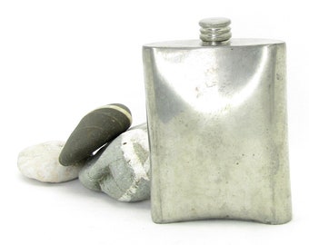 Vintage Best Quality Pewter hip flask - plain metal single malt highland scotch whisky whiskey dram flask hipflask