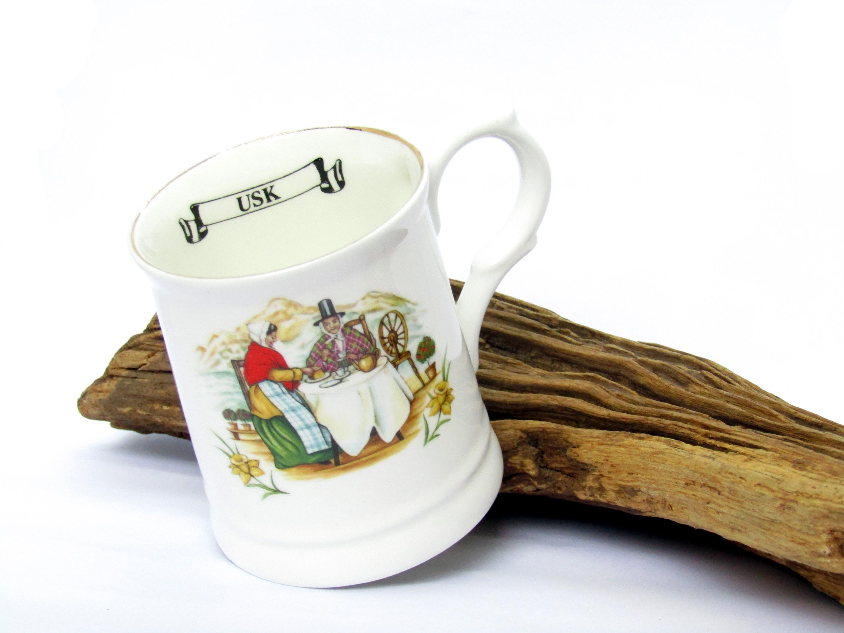 Vintage Welsh pottery large tankard beer stein amber pewter Etsy