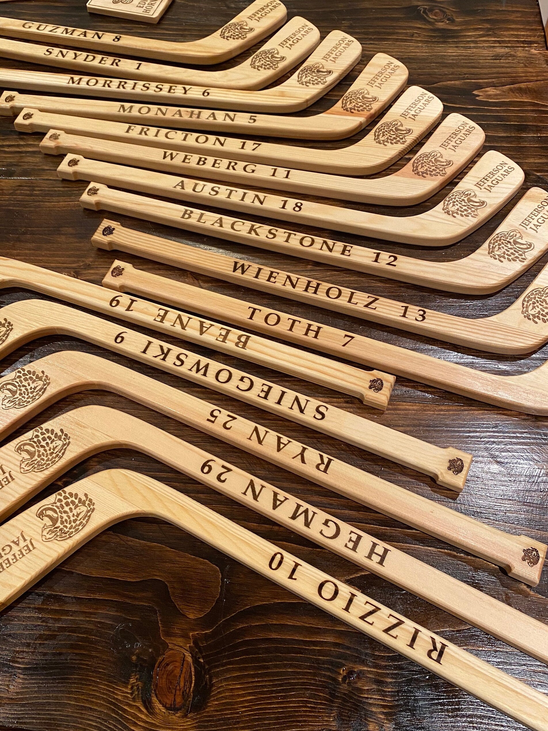 Custom Engraved 18 Mini Wooden Hockey Sticks Etsy