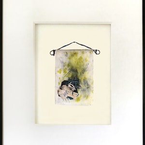Original mixed media collage. Upcycled teabag and ephemera. A modern relic.