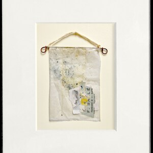 Original mixed media collage. Upcycled teabag and ephemera. A modern relic.