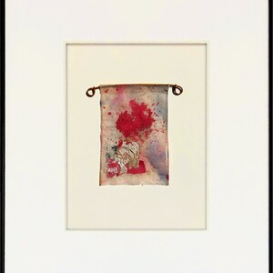 Original mixed media collage. Upcycled teabag and ephemera. A modern relic.