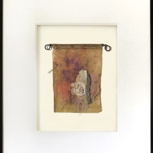 Original mixed media collage. Upcycled teabag and ephemera. A modern relic.