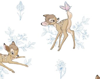 Fabric by the yard Disney Licensed Fabric Disney: Dark Gray Bambi and Butterfly Toile by Camelot 100/% Cotton