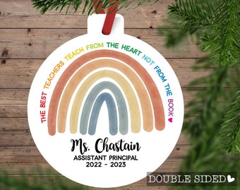 Teacher Christmas Ornament • Personalized Ornament for Teachers • Teacher Appreciation Gift • Customizable Rainbow Christmas Ornament