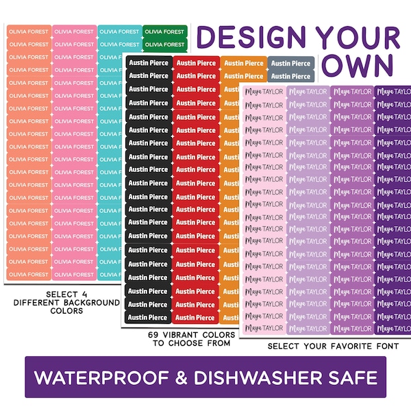 Waterproof and Dishwasher Name Stickers Etsy