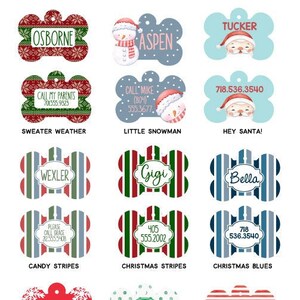 Christmas Dog Tags - Personalized Dog ID Tags, Dog Tags for Dogs, Holiday Dog ID Tags, Cute Pet Tags, Custom Name Dog Tag, Santa, Snowman