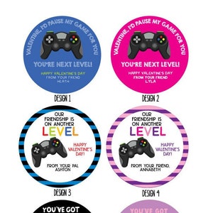 Gamer Valentines Day Stickers, Video Game Valentine Treat Bag Stickers for School Classroom Valentines. Game Controller Level Up Unisex