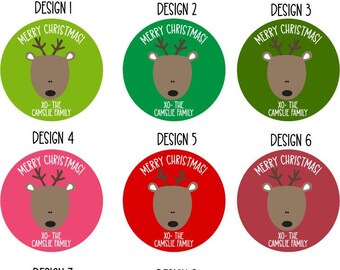 Custom Christmas Stickers | Reindeer Labels for Presents | To and From Holiday Stickers | Personalized Peel and Stick Christmas Stickers