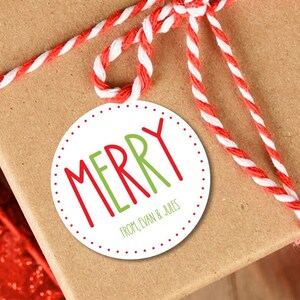 Autocollants cadeaux de Noël personnalisés - Autocollants cadeaux de Noël ronds - Étiquettes cadeaux Joyeux Noël - Autocollants joyeux - Étiquettes de vacances personnalisées