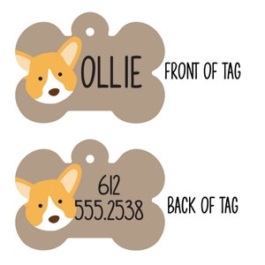 Personalized Dog Tag, Corgi Pet Tag, Custom Dog ID Tag for Collar