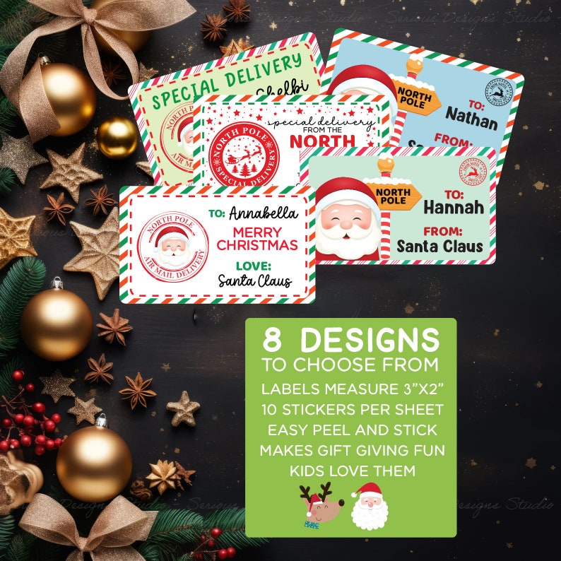 Personalized Santa Gift Stickers North Pole Special Delivery Custom