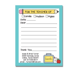 Notes from School, From the Parent of, For the Teacher of Notepad, Back to school Teacher Pad, Teacher Notes,  Check box Student Pad
