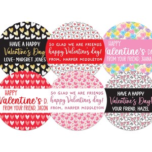 Custom Happy Valentine&#39;s day stickers, Personalized valentine&#39;s day stickers, Kids valentines for School  Classroom valentines labels heart