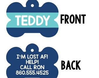 Lost AF Dog Tag, Custom Dog Tag, Boy Pet ID Tag, Funny Dog Tag, Puppy Tag, Personalized Dog ID Tag, Customize Colors Dog Tag, I'm Lost Tag