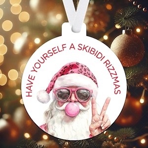 Skibidi Rizzmas Teen Tween Ornament 2024 | Cool Santa Generation Alpha Keepsake Gift |  Funny Meme Phrase | Stocking Stuffer for Young Adult