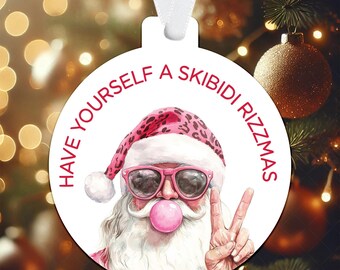 Skibidi Rizzmas Teen Tween Ornament 2024 | Cool Santa Generation Alpha Keepsake Gift |  Funny Meme Phrase | Stocking Stuffer for Young Adult