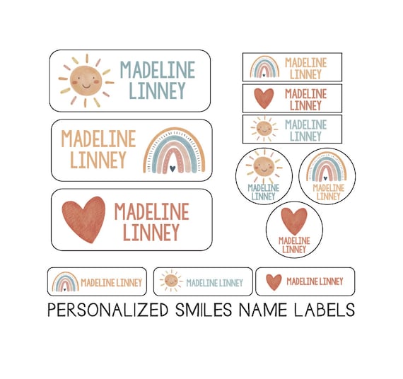 Rainbows Name Labels for Kids: Personalized Name Tags